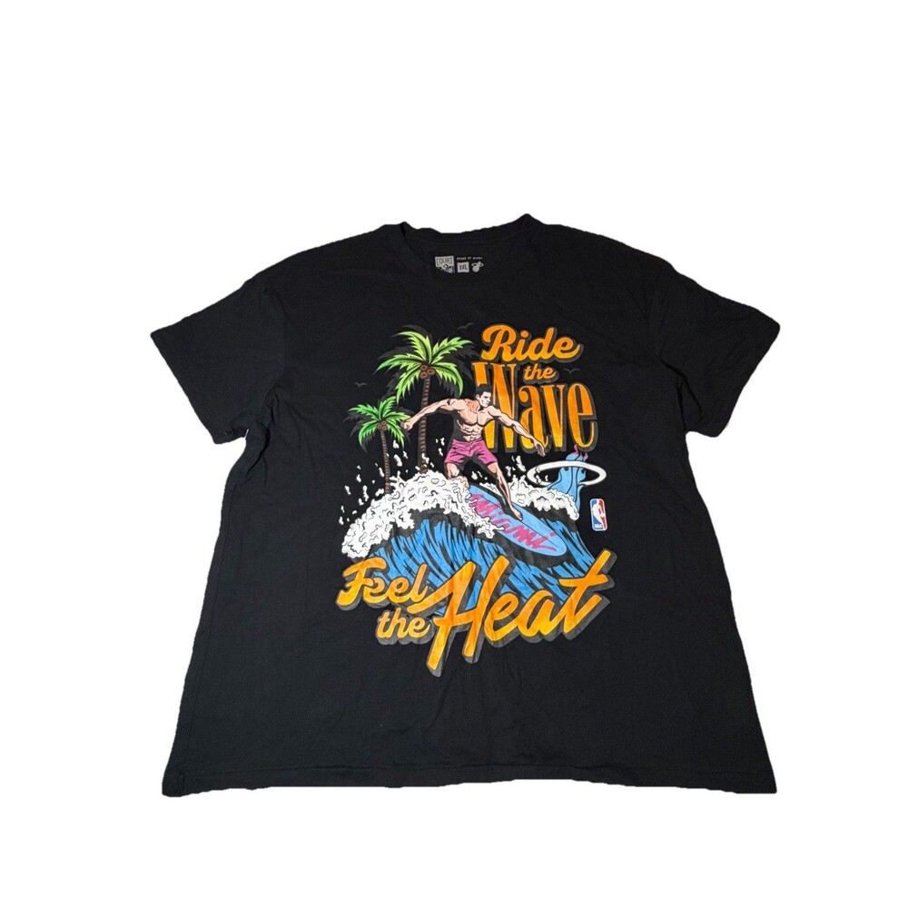 Miami Heat Culture Ride The Wave T Shirt Mens XXL Black NBA Graphic Tee NWOT